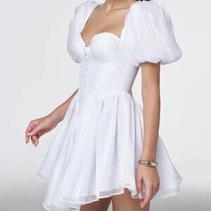 Adeirlina Bridal Engagement Chic White Puff Sleeve Wedding Dress